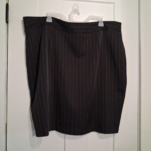 MG Pencil Skirt Women 24W Black Pinstripe Career Office Professional Plus Size